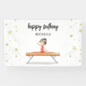 Schattigee Gouden Gymnastiek Balansbalk Verjaardag Spandoek (Horizontaal)