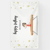 Schattigee Gouden Gymnastiek Balansbalk Verjaardag Spandoek (Verticaal)