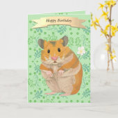 Schattigee gouden hamster met een bloem kaart (Gele Bloem)
