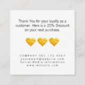 Schattigee Gouden Harten Dank u Korting Kaart (Achterkant)