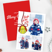 Schattigee Gouden Jingle Bell Fotocollage Kerstmis Feestdagenkaart