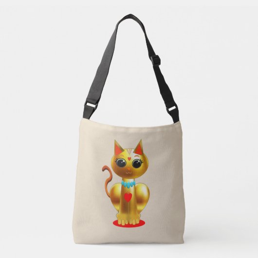 Schattigee gouden kat crossbody tas (Voorkant)