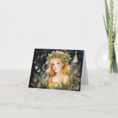 Schattigee Gouden Sprookje Kerst Kaart (Voorkant)