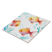 Schattigee Gouden Vis Waterverf Oceaan Zee Nautisc Tegeltje (Zijkant)