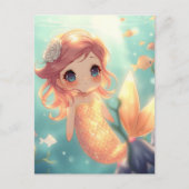 Schattigee gouden zeemeermin in onderwaterwereld briefkaart (Voorkant)