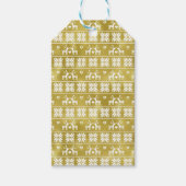 Schattigee Goudfolie Reindeers en Sneeuwvlokken Cadeaulabel (Voorkant)