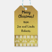 Schattigee Goudfolie Reindeers en Sneeuwvlokken Cadeaulabel (Achterkant)