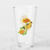 Schattigee goudvink tuin vogel goudsbloem gele blo glas (Achterkant)