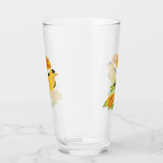 Schattigee goudvink tuin vogel goudsbloem gele blo glas (Rechts)