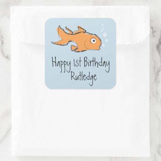 Schattigee goudvis vierkante sticker (Tas)