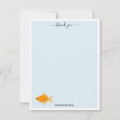 Schattigee Goudvis Zwemmen in Water Custom Name Bedankkaart (Voorkant)