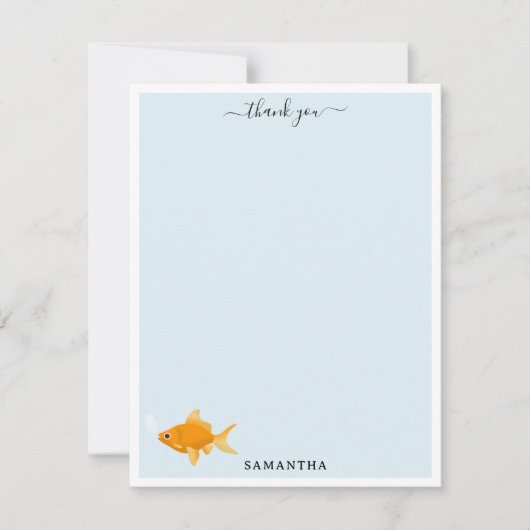 Schattigee Goudvis Zwemmen in Water Custom Name Bedankkaart (Voorkant)