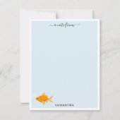 Schattigee Goudvis Zwemmen in Water Custom Name Notitiekaartje (Voorkant)