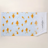 Schattigee Goudvis Zwemmen in Water Script Custom Strandlaken (Voorkant)