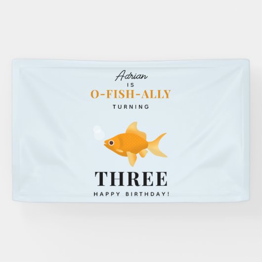 Schattigee Goudvis Zwemwater Kids Verjaardagsfeest Spandoek (Horizontaal)