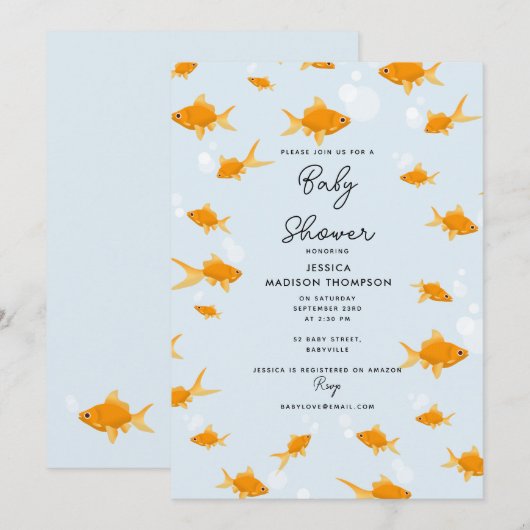 Schattigee goudvissen zwemmen in het water Baby sh Kaart (Voorkant / Achterkant)