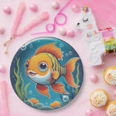 Schattigee goudvissen zwemmen onder water met bubb papieren bordje (Feest)