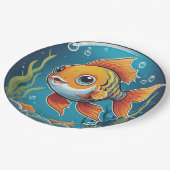 Schattigee goudvissen zwemmen onder water met bubb papieren bordje (Gekanteld)