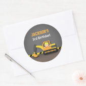 Schattigee graafmachine constructie verjaardagsfee ronde sticker (Envelop)