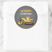 Schattigee graafmachine constructie verjaardagsfee ronde sticker (Tas)