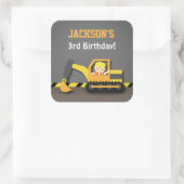 Schattigee graafmachine constructie verjaardagsfee vierkante sticker (Tas)