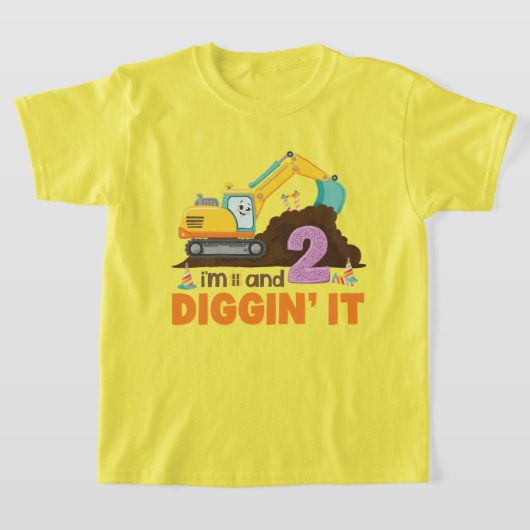 Schattigee graafmachine I'm 2 en Diggin' IT Design T-shirt (Laagn)