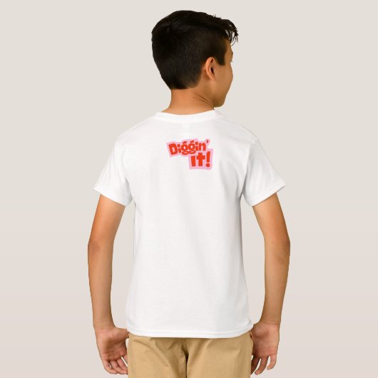 Schattigee graafmachine Kinder T-shirt - "Diggin'  (Achterkant volledig)