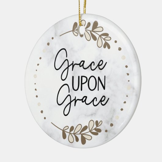 Schattigee Grace Upon Grace Script Typografie Chri Keramisch Ornament (Links)