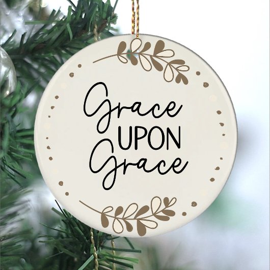 Schattigee Grace Upon Grace Script Typografie Chri Keramisch Ornament
