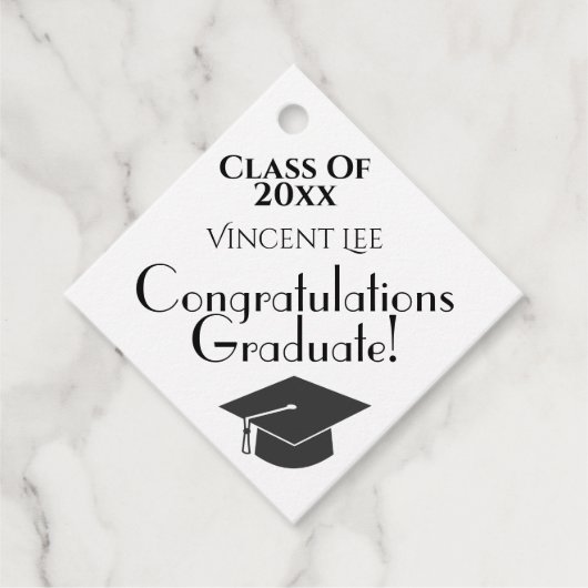 Schattigee Graduation Cap Class of Felicitations Bedankjes Labels (Voorkant)