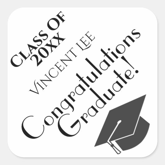 Schattigee Graduation Cap klasse van felicitaties Vierkante Sticker (Voorkant)