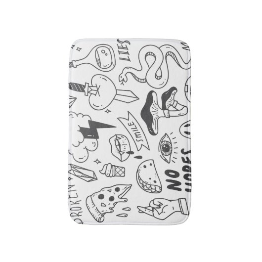 Schattigee Graffiti: Doodle Art Set. Badmat (Voorkant Verticaal)