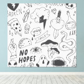 Schattigee Graffiti: Doodle Art Set. Canvas Afdruk (Insitu (Houten vloer))