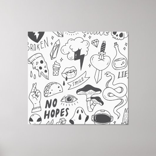 Schattigee Graffiti: Doodle Art Set. Canvas Afdruk (Voorkant)
