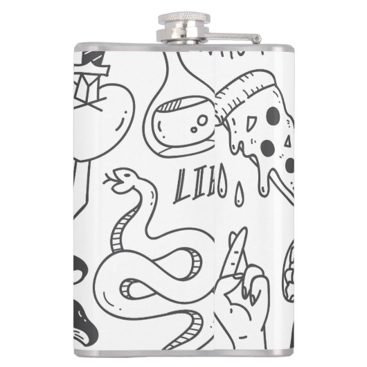 Schattigee Graffiti: Doodle Art Set. Heupfles (Achterkant)