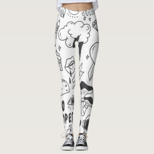 Schattigee Graffiti: Doodle Art Set. Leggings