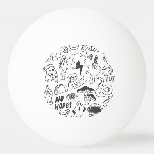 Schattigee Graffiti: Doodle Art Set. Pingpongbal (Voorkant)