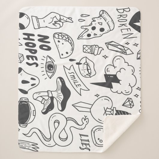 Schattigee Graffiti: Doodle Art Set. Sherpa Deken (Voorkant)