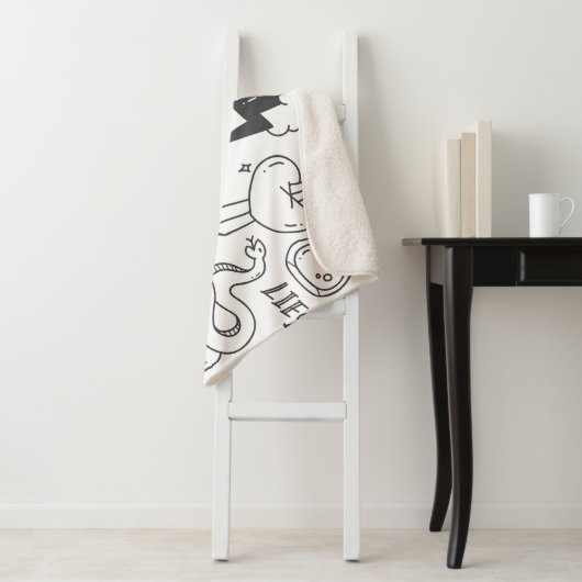 Schattigee Graffiti: Doodle Art Set. Sherpa Deken (In situ)