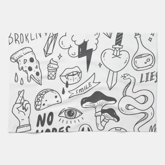 Schattigee Graffiti: Doodle Art Set. Theedoek (Horizontaal)