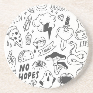 Schattigee Graffiti: Doodle Art Set. Zandsteen Onderzetter