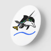 Schattigee grafische DOLFIJN - Natuur - Ocean wild Ronde Klok (Hoek)