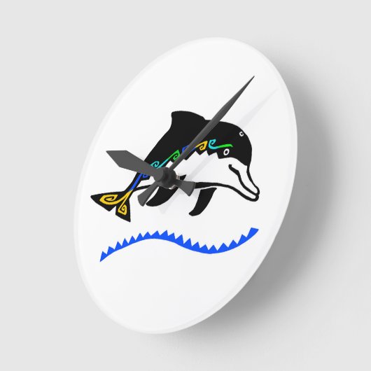 Schattigee grafische DOLFIJN - Natuur - Ocean wild Ronde Klok (Hoek)
