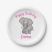 Schattigee grafische OLIFANT - Happy Birthday - Papieren Bordje (Voorkant)