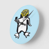 Schattigee grafische PINGUIN- Oceaanblauw Ronde Klok (Hoek)
