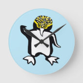 Schattigee grafische PINGUIN- Oceaanblauw Ronde Klok (Voorkant)