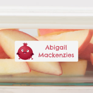 Schattigee granaatappel fruit cartoon gepersonalis labels