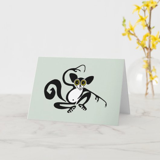 Schattigee graphic AYE-AYE - Wilde dieren - Groen Kaart (Gele Bloem)