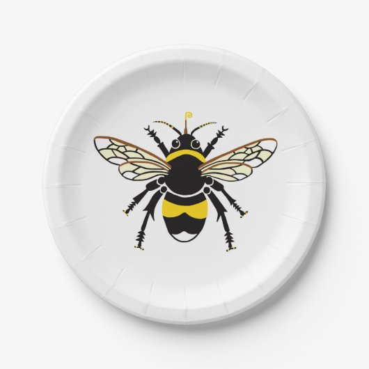 Schattigee Graphic Buzzy BEE - Red de bijen - Fees Papieren Bordje (Voorkant)