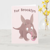 Schattigee grappige aardvark gepersonaliseerde car kaart (Gele Bloem)